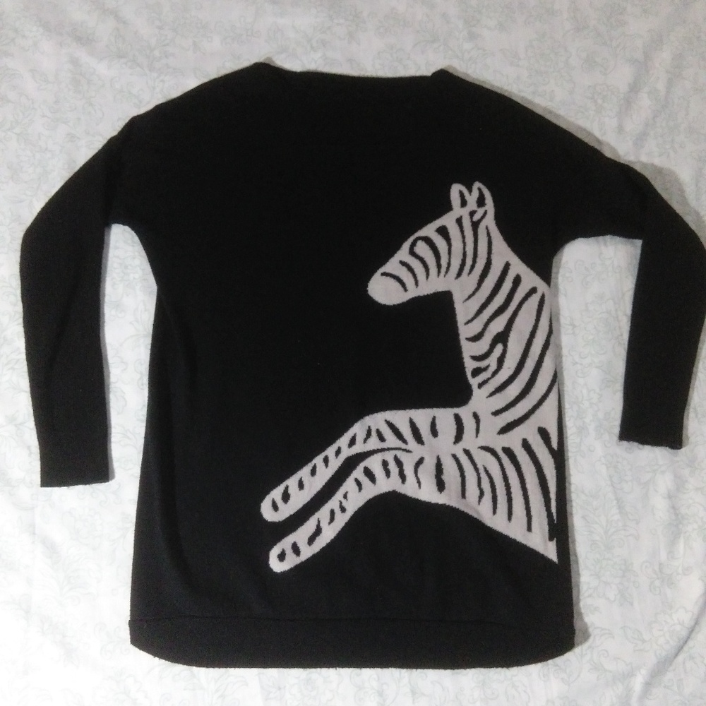 Black White Knit Sweater Zebra Print